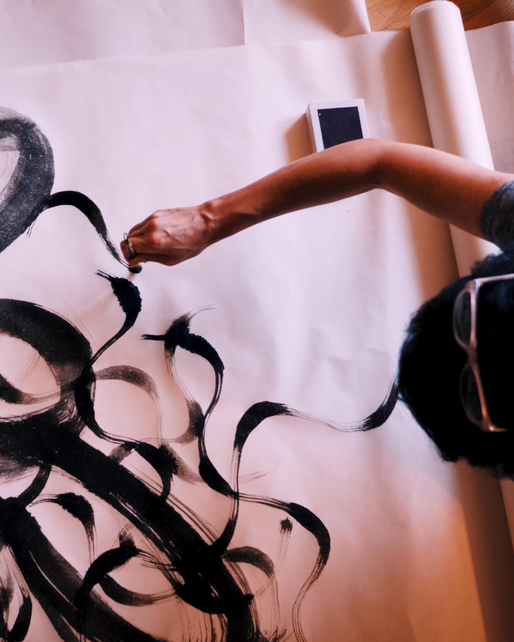 filming artist Taiko Chandler in her studio for Beyond the Gallery